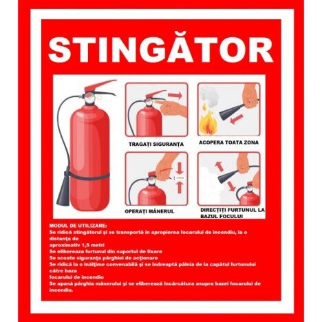 Placuta cu instructiuni pentru stingator